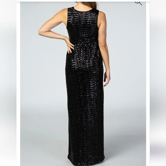 Pinkblush Black Sequin V-neck Sleeveless Maternity Gown - Picture 4 of 5